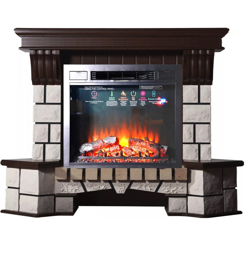 Каминокомплект Interflame Экстер угловой темный дуб с очагом Sirius 30 LED FX Black